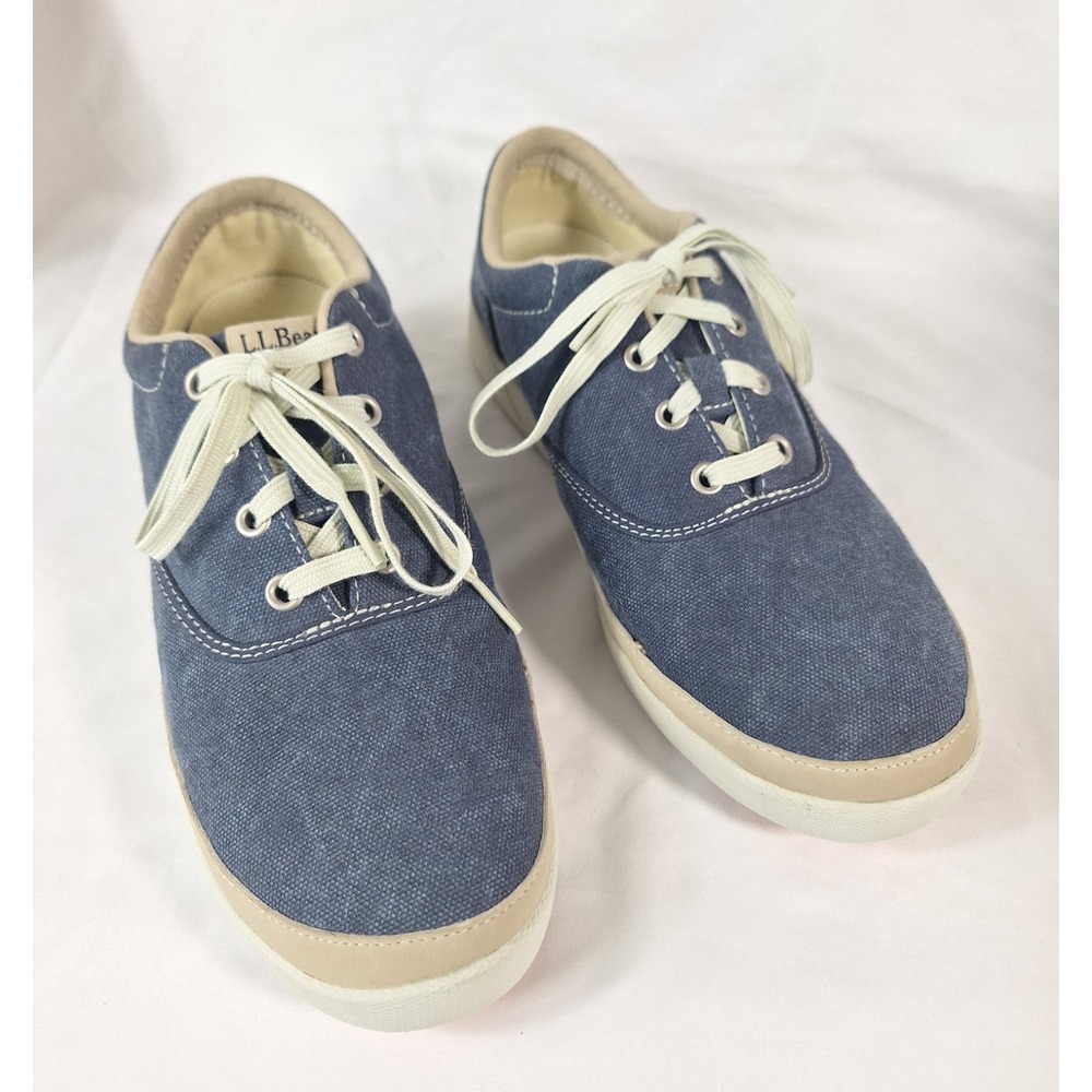 LL BEAN Women's‎ Canvas Lace Up Blue Sneakers Casual Shoes Size 10W
